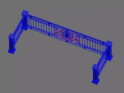 Metal Neoclassical Railing 4 Free 3D model