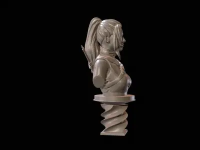 Female Fighter Bust High Poly for 3D Print 3D print model