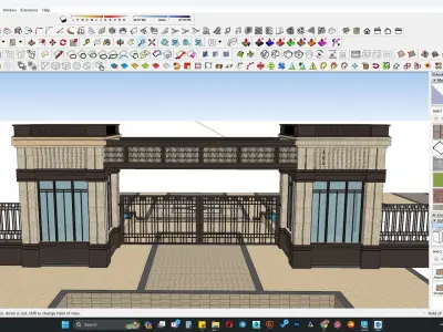 outdoor grand staircase with entrance gate 3D model