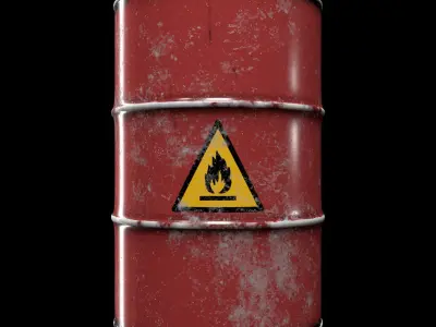 Damage Red Barrel Low-poly 3D model