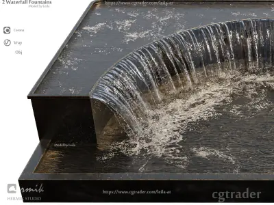  2 Waterfall fountains ARC Grand Cascade 3D model