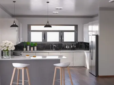 Modern Living room and kitchen 3D model