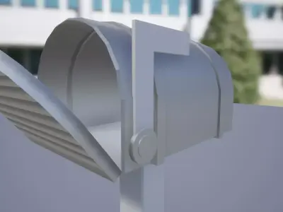 Mailbox low poly wooden pole Free low-poly 3D model