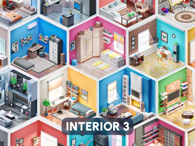 Interior 3 Low-poly 3D model