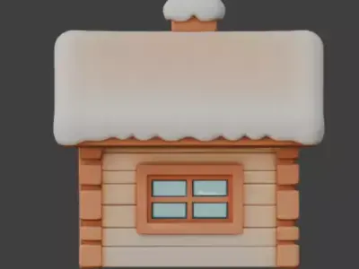 Cozy Winter Christmas Log Cabin 3D Model Low-poly 3D model