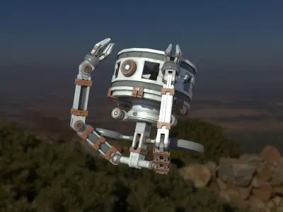 Cylindrical Robot -Low Poly Rig- Low-poly 3D model