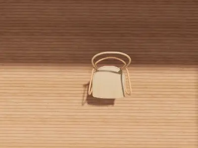 Bentwood Armchair 3D - Wood - Modern Minimalist Low-poly 3D model