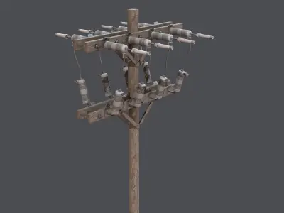 Electric pole Low-poly 3D model