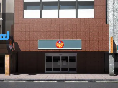 TW Street with Police Station 02 3D model