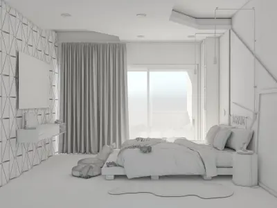 Bedroom gamer 3D model