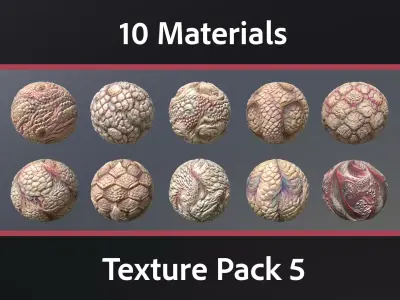 10 Materials Skin Monster Seamless PBR Pack 5 Texture
