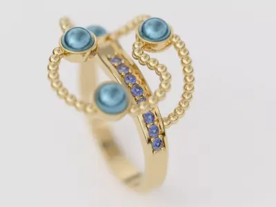 Luxurious Multi Layered Gold Ring 3D Model 3D print model