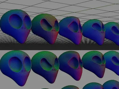 25 Textured Alien Skulls Low-poly 3D model