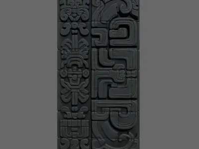 High poly Black Mayan Temple Wall 230731 3D model