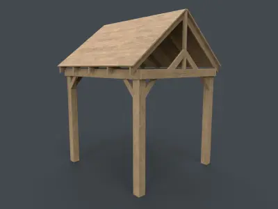 PBR Wooden Pergola Gazebo C1 Low-poly 3D model