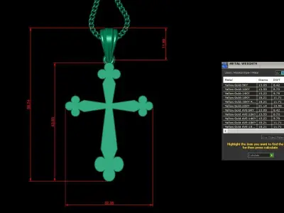 Light Gold 18K Cross Pendant 2CP001 3D print model