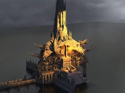 Ishtar Winged Tower island 3D model