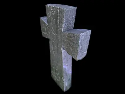 OldGravestone3 stone cross Low-poly 3D model