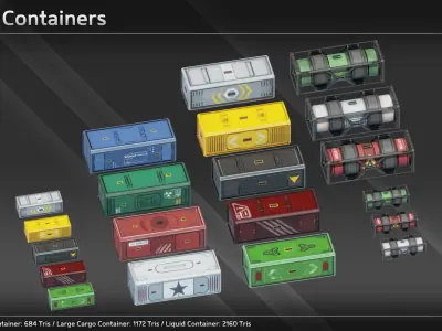 Spaceship CH12 Cargo Hauler Low-poly 3D model