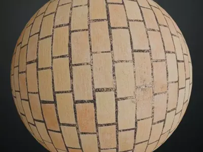 Classic Rectangular Stone Brick Paving PBR Seamless Texture