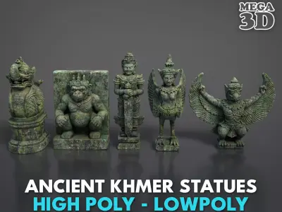 Ancient Khmer Statues -250522 3D Model Pack