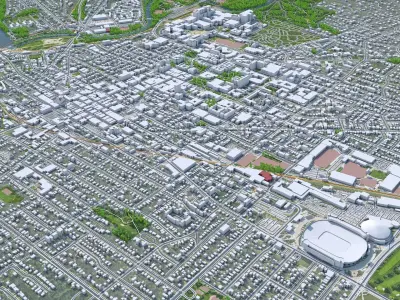 Ann Arbor Downtown Michigan USA Low-poly 3D model