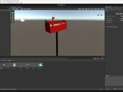 American Style Mailbox 3D Game Asset Rigged and  Animated Low-poly 3D model