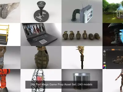 242 Part Mega Game Prop Asset Set 3D Model Pack