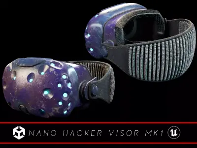 Sci-Fi Nano Hacker Headset Visor MK1 Low-poly 3D model