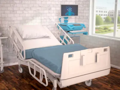  Clinical Workstation Cart with Patient Bed 