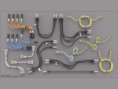  Hard Surface Kitbash Library - Canisters / Bolts / Knobs/Cables/Hoses/Tubes 