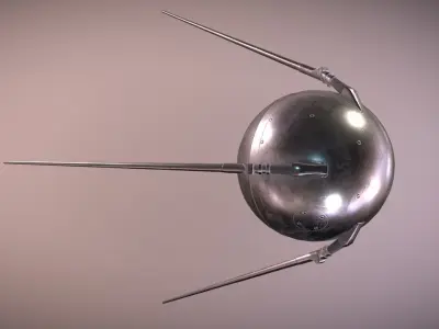 Sputnik 1 PBR low poly spaceship with two metal poles Low-poly 3D model