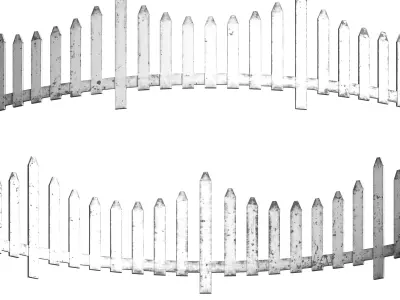 Circular wooden fence set Low-poly 3D model