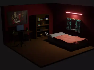 Bed Room Free low-poly 3D model