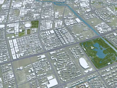 Yancheng Jiangsu China 150km AI Low-poly 3D model