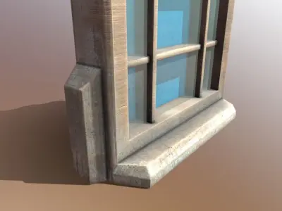Wooden window with textures and UV map 3D model