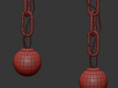 CHAIN pearl and dangle earrings 3D model