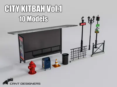 City Kitbash Vol1 - City Props Low-poly 3D model