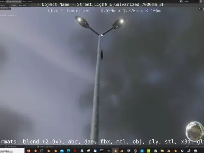 Street Light 1 Galvanized 7000mm 3F Low-poly 3D model