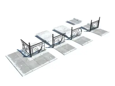 Metal Exterior Style Fence 3D model