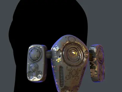 Gas mask helmet scifi Low-poly character art game space  Low-poly 3D model 8
