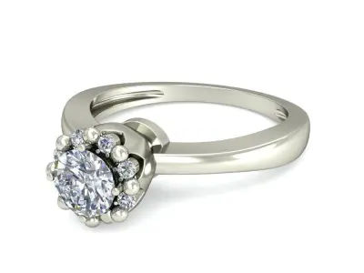 Light Weight White Gold Diamond Ring  -VJR46 3D print model