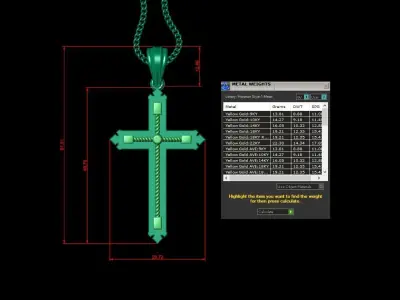 High Cross Pendant Light Gold 18K 4CP087 3D print model