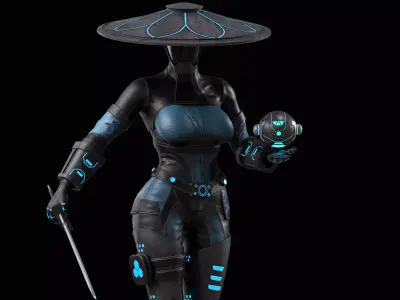 Sci-fi Samurai Low-poly 3D model