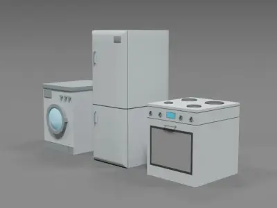 Low Poly Cartoon Household Electronic Devices Low-poly 3D model