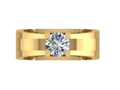 Ring362 gold engagement ring with diamond in center 3D print model