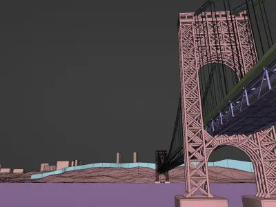 NYC George Washington Bridge  Low-poly 3D model