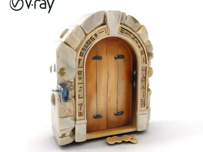 Medieval Stone Arch Door Model Pack Low-poly 3D model