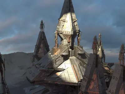 Ra Has Returned Sci-Fi City Kitbash 3D model