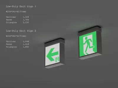 Low-Poly Exit Sign Low-poly 3D model